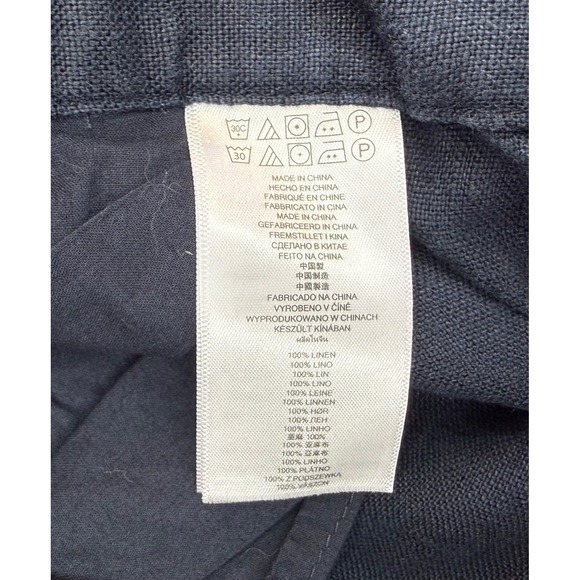 Michael Kors Womens Navy Blue 100% Linen Wide Leg Pleated Trousers Size 8 - Picture 4 of 4